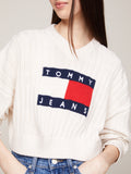 TOMMY J D PRE Maglioncino a v a coste con logo bandiera